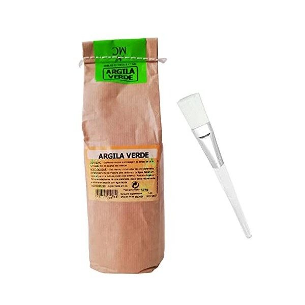 Argile VERTE en Poudre Montmorillonite Bio 100% Naturelle avec Spatule 1KG pour Masques et Gommages - Emballage Écologique Pa