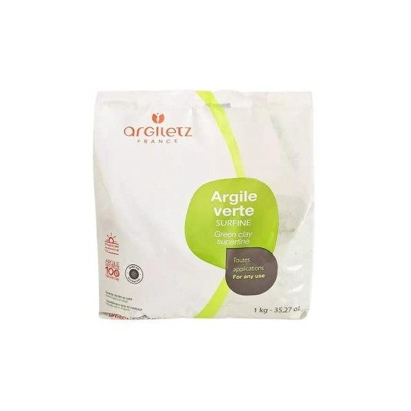  ARCILIA Argiletz - Poudre Surfine Argile Vert 1 Kg - bain dargile, cure, cataplasmes, emplâtres, bio, argile française, ma