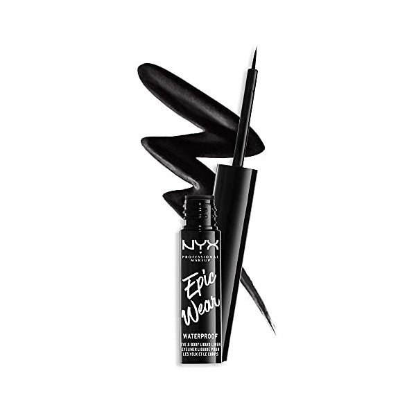 NYX PROFESSIONAL MAKEUP Epic Wear Semi Perm Lqd Lnr Black Eyeliner, 01 Black, 3.50 ml Lot de 1 