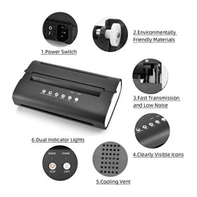 Ensemble de Machine de Transfert de Tatouage, Kit de Machine de Stylo de Tatouage Thermique, Portable Professionnel sans Fil,