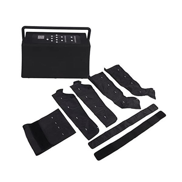 Masseur de Jambes et de Pieds, 4 Sacs de Gaz, Bottes de Compression, Soulagement de la Raideur à 3 Temps, 9 Forces, 6 Modes p