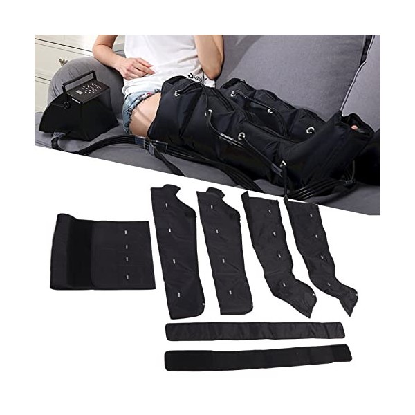 Masseur de Jambes et de Pieds, 4 Sacs de Gaz, Bottes de Compression, Soulagement de la Raideur à 3 Temps, 9 Forces, 6 Modes p