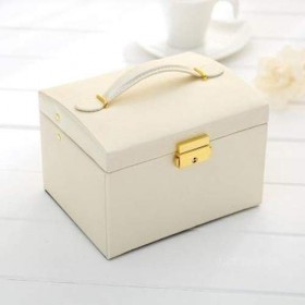 PU Leather Jewelry Storage Case Display Box Holder Organizer with Mirror Storage Box Lipstick Jewelry Nail Organizer Maquillage