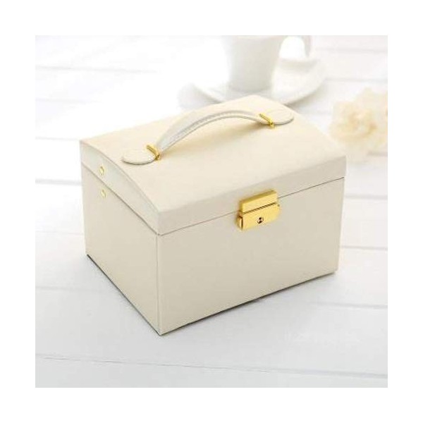 PU Leather Jewelry Storage Case Display Box Holder Organizer with Mirror Storage Box Lipstick Jewelry Nail Organizer