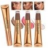 3 Pcs Baguette de Beauté Contour Liquide, Surligneur Crème et Bâton Blusher Rouge Avec Applicateur Coussin Doux Facile à Méla