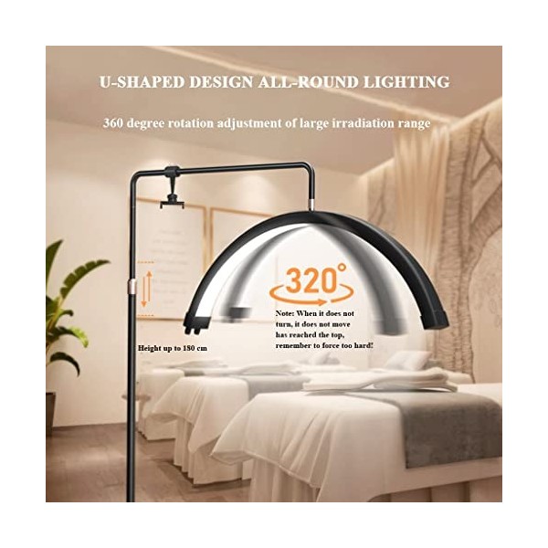 U-Shaped Half-Moon Beauty Lamp with Bluetooth Remote, LED Eye Protection Floor Lamp Adjustable 3000K - 6000K Beauty Salon Tat