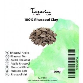 TazarinLtd 100g Rhassoul en Poudre - Argile Purifiante - Masque et Soins Visage, Cheveux & Peau - Origine : Maroc - 100% Natu