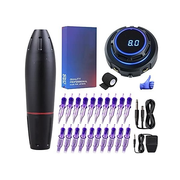 EODUDOS Machine à Tatouage Tatouage Machine Kit Tatouage Set Rotary Set Set Tattoo Maquillage Permanent LCD Alimentation pour