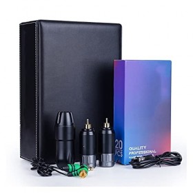 Machine à Tatouer, Kit machine à machine sans fil à tatouage permanent de moteur sans porc avec deux batteries Mast Pro Aigui