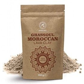 Poudre Argile de Lave Marocaine Ghassoul 100g - Argile Rhassoul Purifiant Visage et Cheveux - Pure et Naturelle - Rhassoul Ar