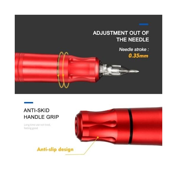 SJYDQ Kit de Machine à tatouer for débutant, Ensemble Complet de stylos rotatifs avec 10 Cartouches daiguilles, Fournitures 