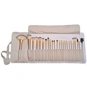 ZGJHFF Pinceaux de maquillage 24pcs Beige poignée Beige Fond de Fond de Fond de Fonds de Fonds de fard à paupières Poudre de ...