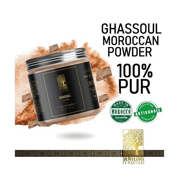 S.A Ghassoul en poudre 100% pur et naturel, ghassoul cheveux, visage et corps. Rhassoul marocain pour Hammam , masque visage,