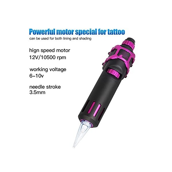 Machines à tatouage Pen-stylo rotatif à tatouer doux et dur réglable avec stylo à cartouche de batterie avec accessoires pour