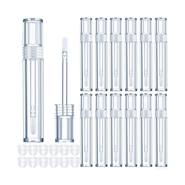 TKFDC 50 pcs 5ml Vide Clear Lip Gloss Tube en Plastique Rouge à lèvres en Plastique Bouteille de Tuyau à baume avec Bouchon e