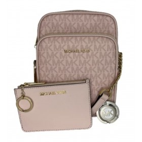 Michael Kors Jet Set Travel Signature Sac de transport en PVC Taille M, Signature Mk Dk Blush en poudre