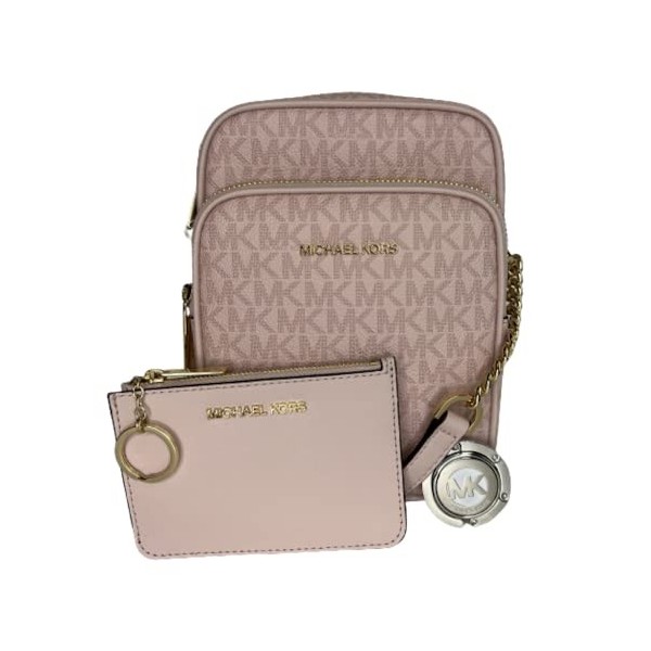 Michael Kors Jet Set Travel Signature Sac de transport en PVC Taille M, Signature Mk Dk Blush en poudre