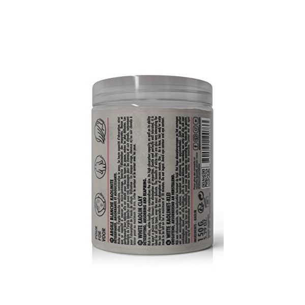 WAAM Cosmetics – Argile Blanche Kaolinite – 100% pure et naturelle – Argile adoucissante et détoxifiante – 150g