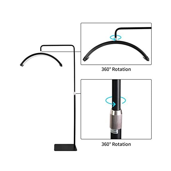 BTZHY Lampe dextension de Cils, Lampe de Cils Demi-Lune à LED, kit déclairage de beauté à intensité Variable pour Extension