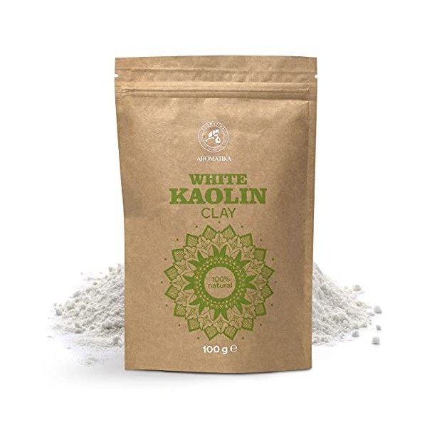 Argile Kaolin Blanc 100g - Poudre dArgile de Kaolin Blanche - Pure et Naturelle - Argile Blanche pour Visage, Cheveux - dAr