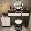 Générique Table de Maquillage,Coiffeuse Vanité de Maquillage,avec Station de Charge sans Fil Et Haut-Parleur Bluetooth,Miroir