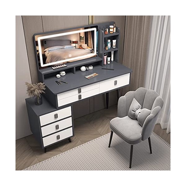 Table de Maquillage Grande Capacité,Coiffeuses de Chambre Dadulte Style Minimaliste Moderne,avec Miroir Haute Définition Rég