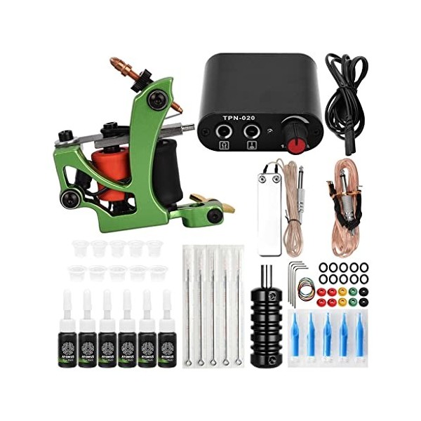 FEER Kit de Tatouage Ensemble Complet Machines à tatouer Encres dalimentation Noires Accessoires pigmentés pour Les débutant