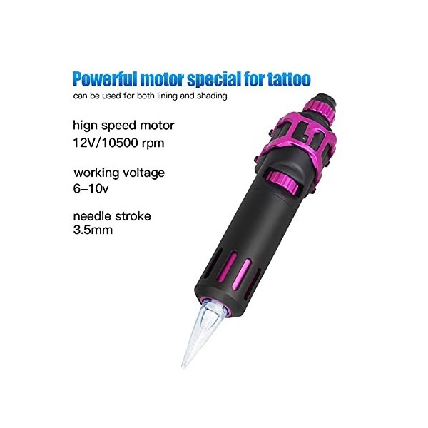 jingingy Tatouage Stylo de Tatouage de Tatouage de Cartouche rotative avec Accessoires réglable Doux et Dur for tatouer