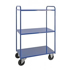 KM Chariot à 3 étages soudé avec freins Bleu