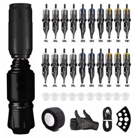 HOUKAI Machine de Tatouage de fusée Professionnelle Ensemble dalimentation de Tatouage sans Fil sans Fil RCA Interface Kits 