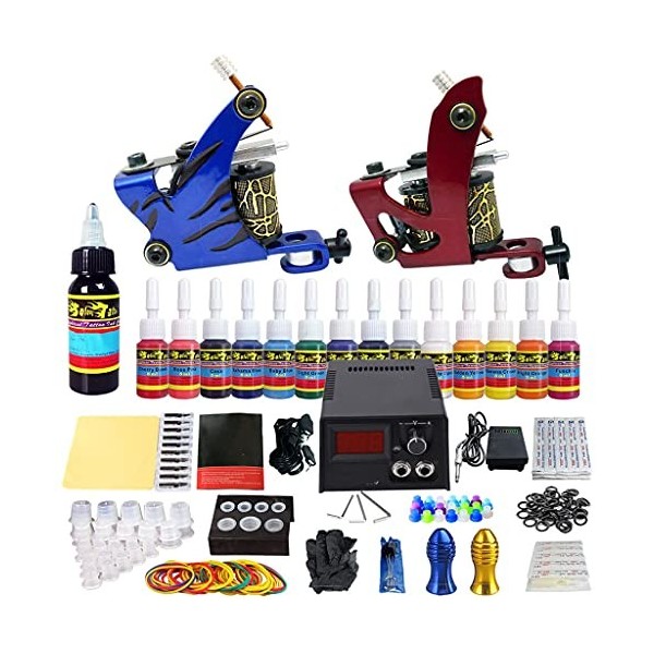 FEER Kit de Tatouage Complet pour débutant Machines Ensemble dencre Noire Alimentation doutils dart corporel Maquillage Pe