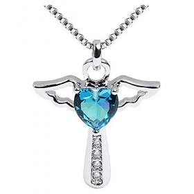 Pierre de naissance croix collier cristal ange aile pendentif collier chaîne coeur bijoux à breloques pour femmes filles mama
