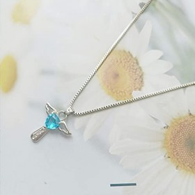Pierre de naissance croix collier cristal ange aile pendentif collier chaîne coeur bijoux à breloques pour femmes filles mama