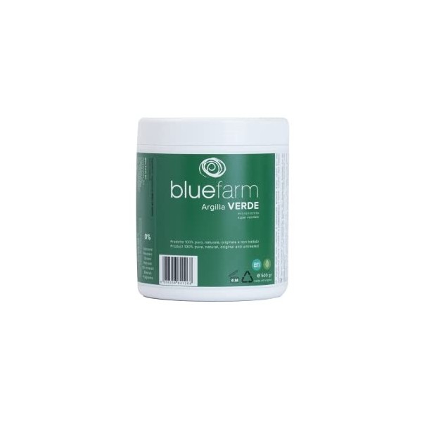 FERME BLEUE | Poudre dargile verte gr 500 super aérée, micronisée et déshydratée. Produit 100% pur, naturel, original et non