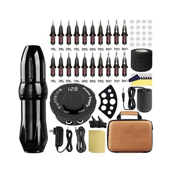 MGWYE Kit de machine à tatouage Permanent Makeup Machine Set Tattoo Rotary Pen LCD Alimentation en cartouche for le tatoueur 