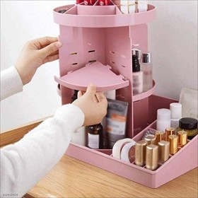 Cosmetic Rotating Box Adjustable for Makeup Organizer Makeup Size 36x 24 X 35 cm Color : Pink Maquillage