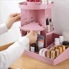 Cosmetic Rotating Box Adjustable for Makeup Organizer Makeup Size 36x 24 X 35 cm Color : Pink 