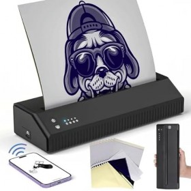 SJYDQ Imprimante Thermique de Tatouage, Pochoir, sans Fil, Transfert USB, Feuilles de Papier de Transfert T203 Maquillage
