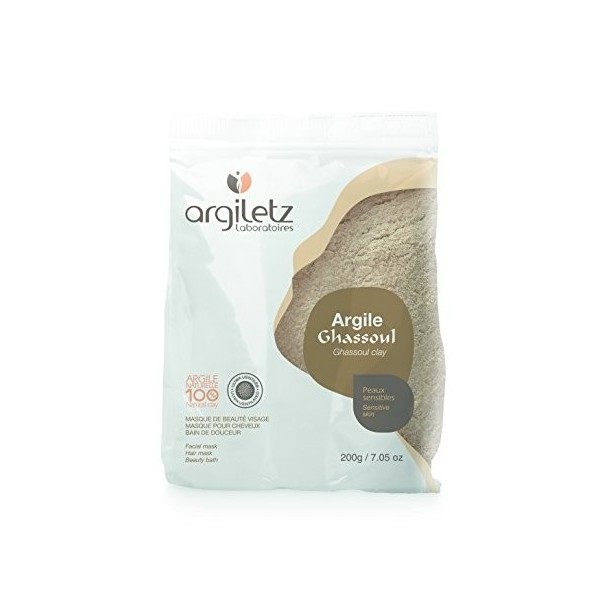 Argiletz Ghassoul Ultra Ventilée - Masque visage/cheveux & Bain - Peaux sensibles - Argile Ghassoul - 200 g - Lot de 2