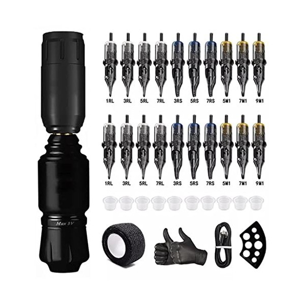 FEER Machine de Tatouage de fusée Professionnelle Ensemble dalimentation de Tatouage sans Fil sans Fil RCA Interface Kits de