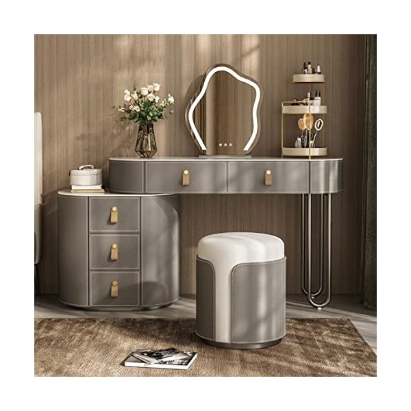 Table de Maquillage Grande Capacité,Coiffeuses de Chambre Dadulte Style Minimaliste Moderne,avec Miroir Haute Définition Rég