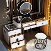 Table de Maquillage Grande Coiffeuse Vanité de Maquillage Avec Station de Charge Sans Fil Et Haut parleur Bluetooth,Miroir de...