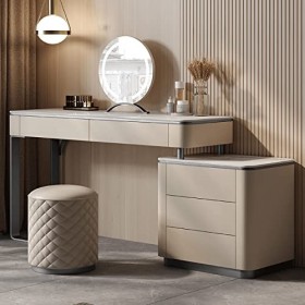Table de Maquillage Grande Capacité,Coiffeuses de Chambre Dadulte Style Minimaliste Moderne,avec Miroir Haute Définition Rég