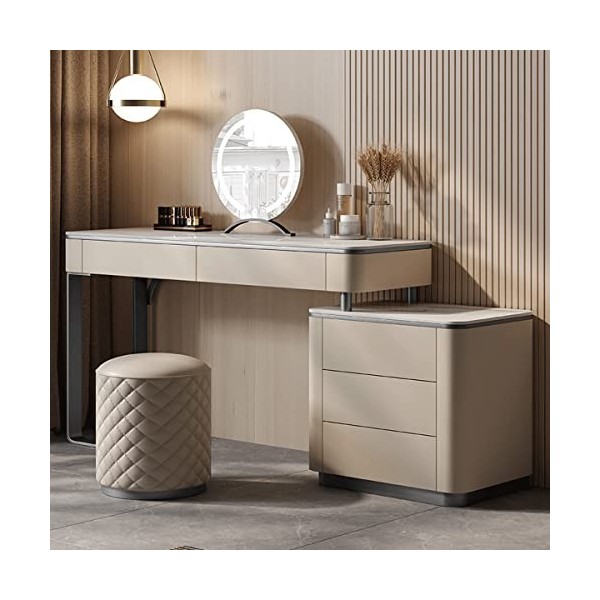 Table de Maquillage Grande Capacité,Coiffeuses de Chambre Dadulte Style Minimaliste Moderne,avec Miroir Haute Définition Rég