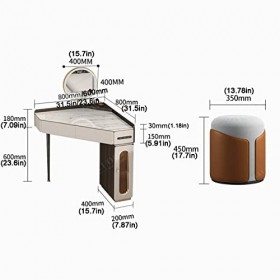 Générique Coiffeuse pour Enfants pour Filles avec Éclairage de Miroir Intelligent LED Réglable À 3 Couleurs,Coiffeuse avec 2 