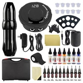 FEER Tatouage Set Rotary Pen avec 1 0pcs Cartouches Aiguilles de Maquillage Permanent for Les Fournitures de Tatouage dart c