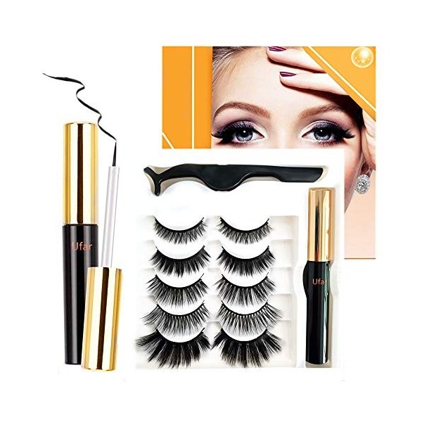 Kit eyeliner magnétique réutilisable et cils [2020 2020] Kit naturel et dramatique sans colle nécessaire Kit faux cils magnét