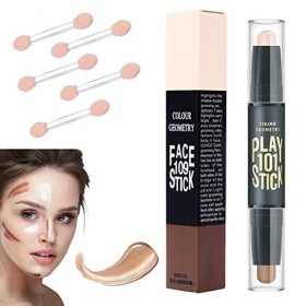 Contouring Maquillage,Illuminateur Maquillage,Illuminateur Contouring,Bâton Contour 2 en 1,Highlighter Stick,Stylo Illuminate