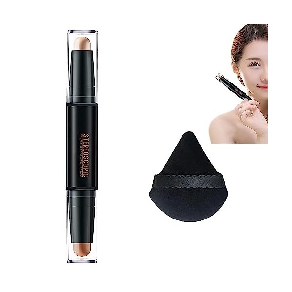 Bâton Contour 2 en 1,Contouring Maquillage Bâton,Bâton de Contour lOmbre,Illuminateur Contouring,Contouring Maquillage,Bâton