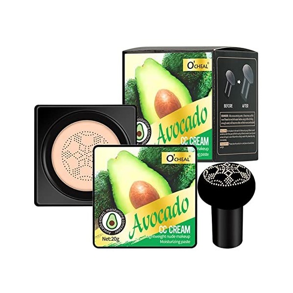 jatour Mushroom Head Air Cushion Foundation, BB Cream, CC Creme, Foundation Liqui, Correcteur Durable Maquillage NuHydratant 